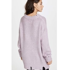 Moon River Lavender Oversized Distressed Sweater